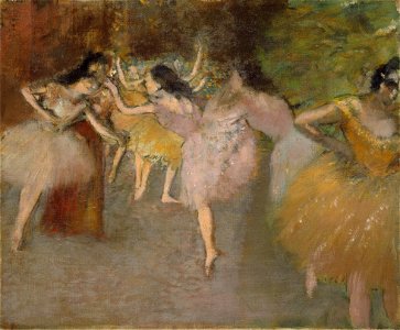 Edgar Degas - Rehearsal Before the Ballet - Springfield, MA museum. Free illustration for personal and commercial use.