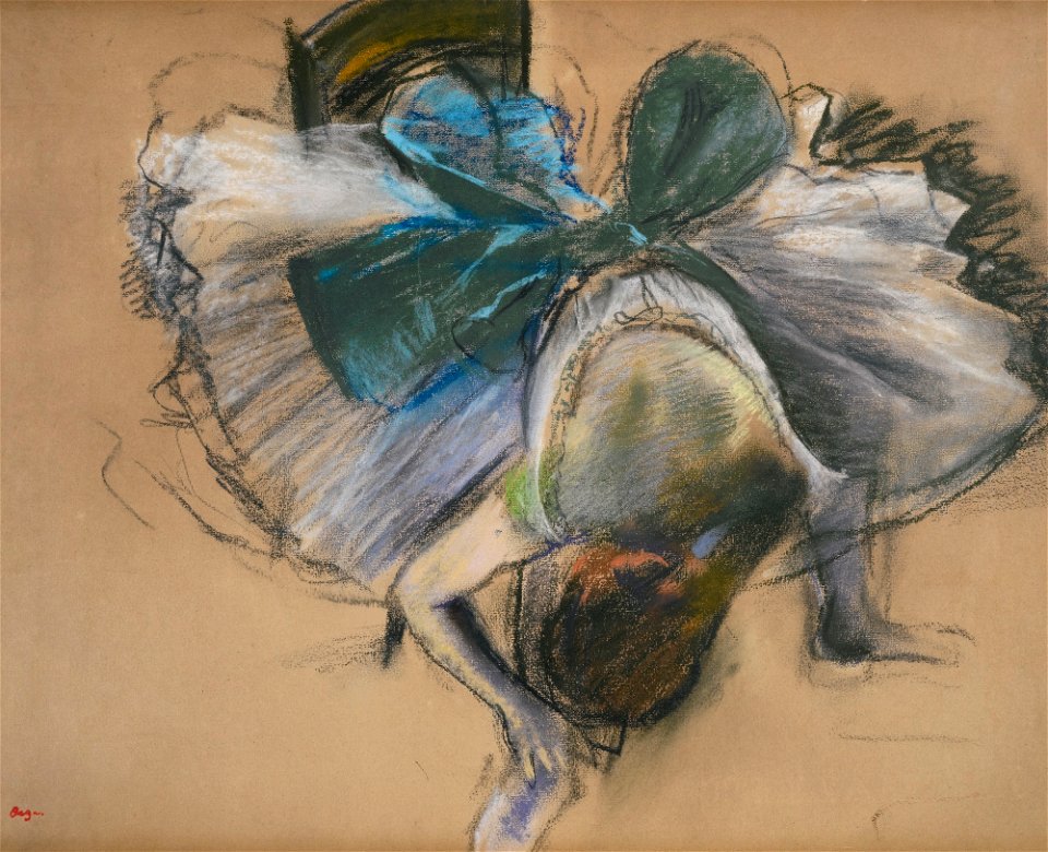 EDGAR DEGAS 1834 - 1917 DANSEUSE RAJUSTANT SON CHAUSSON
