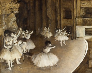 Edgar Degas - Ballet Rehearsal on Stage - Google Art Project. Free illustration for personal and commercial use.