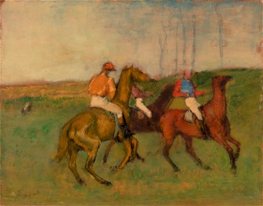 Edgar Degas - Jockeys and Race Horses - BF572 - Barnes Foundation. Free illustration for personal and commercial use.