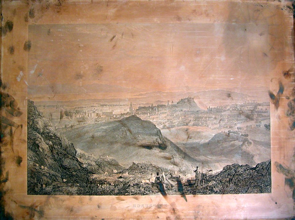 Edinburgh from Arthur's Seat engraved copper plate by William Miller after H W Williams