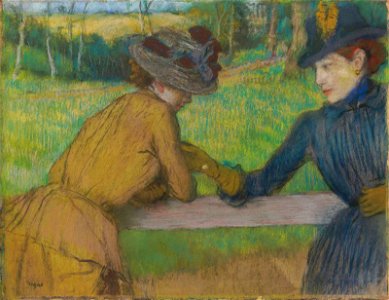 Edgar degas deux femmes appuyees a une barriere