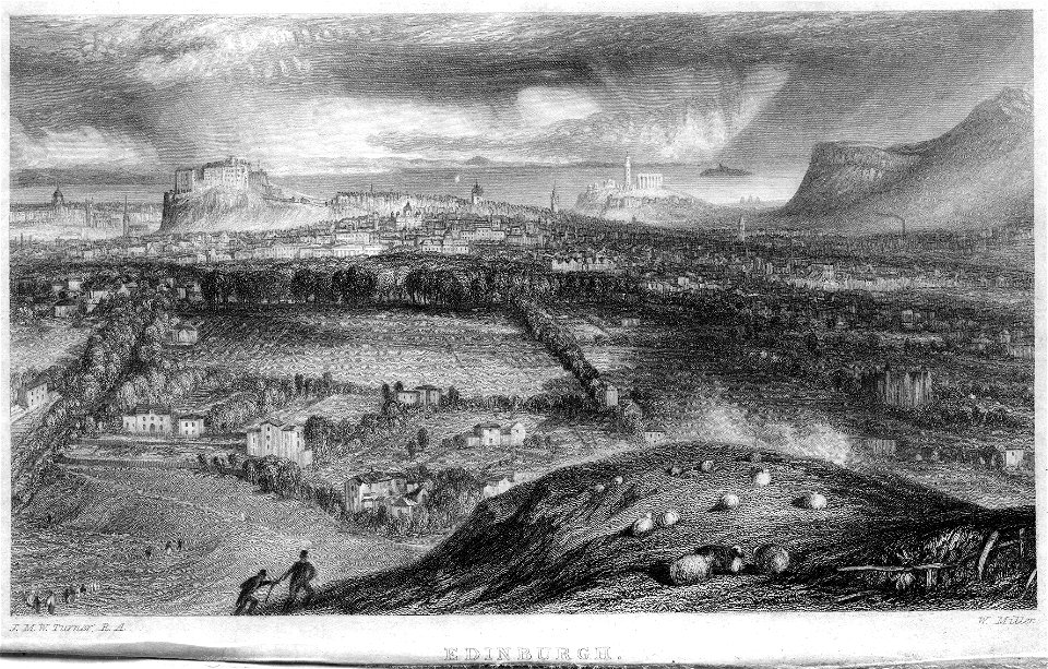 Edinburgh from Blackford Hill engraving by William Miller after Turner R505