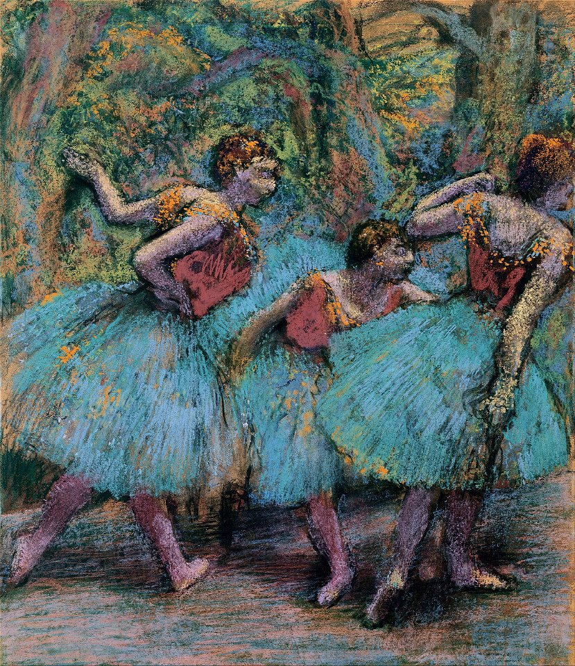 Edgar Degas - Three Dancers (Blue Tutus, Red Bodices) - Google Art Project