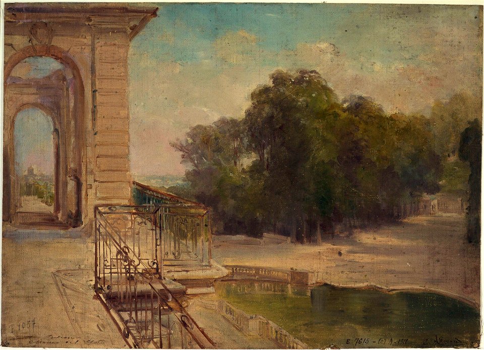 Edmond Allouard - Ruines du château de Saint-Cloud , le bassin du fer à cheval vu du balcon du premier étage - P1057-2 - Musée Carnavalet