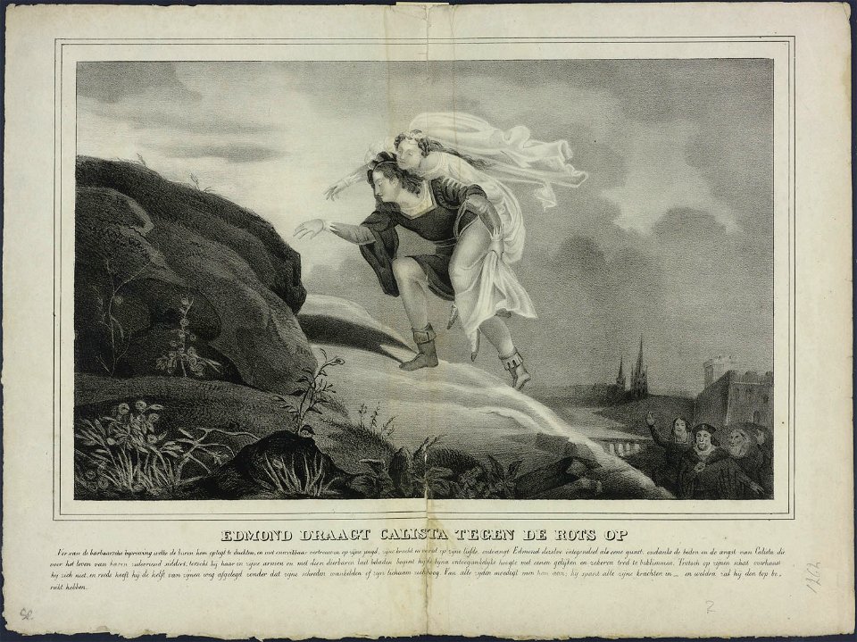 Edmond draagt Calista tegen de rots op-Catchpenny print-Borms 0532