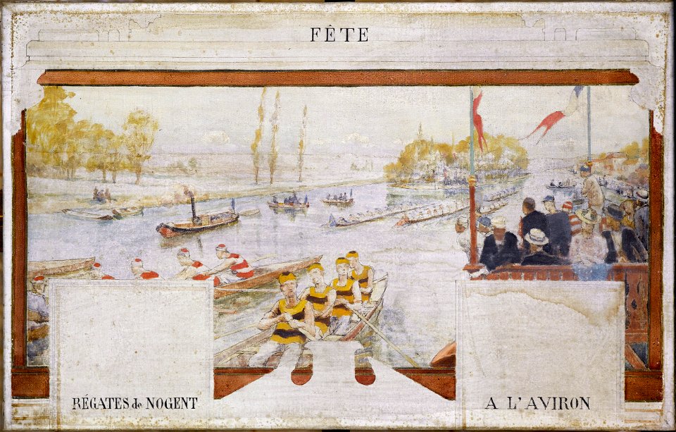 Edmond Debon - Esquisse pour la salle des fêtes de la mairie de Nogent-sur-Marne , Fête , Régate à Nogent à l'aviron - PPP3944 - Musée des Beaux-Arts de la ville de Paris