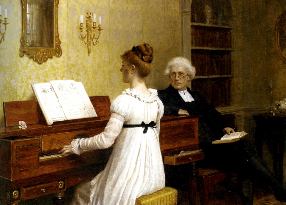 Edmund Blair Leighton - Singing to the reverend