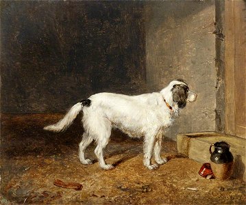 Edmund Bristow (1787-1876) - A White Dog Standing by a Doorstep - 515520.7 - National Trust