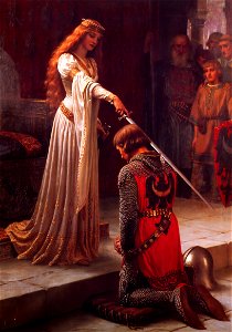 Edmund blair leighton accolade. Free illustration for personal and commercial use.