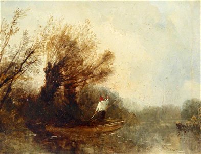 Edmund Bristow (1787-1876) (style of) - A Punt on the River - 515519.4 - National Trust