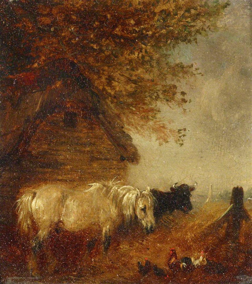 Edmund Bristow (1787-1876) - A Pony and Cow by a Shed - 515721.2 - National Trust