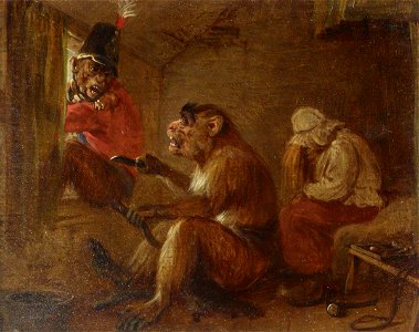 Edmund Bristow (1787-1876) - From a Set of Four Singeries, A Failed Escape, A Monkey Cutting off the Suitor's Tail - 515722.2 - National Trust