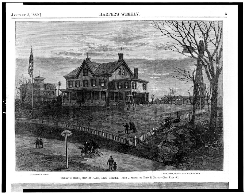 Edison's home, Menlo Park, New Jersey - from a sketch by Theo. R. Davis. LCCN93508527
