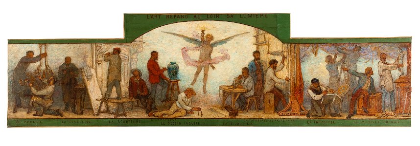Edmond Eugène Valton - L'Art répand au loin sa lumière , Métiers d'art et dessin industriel , Esquisse pour la salle de des - PPP4285 - Musée des Beaux-Arts de la ville de Paris