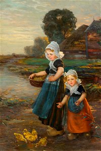 Edmond Louyot (1861-1920) - Children feeding ducks