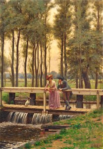 Edmund Blair Leighton - The Trysting Place. Free illustration for personal and commercial use.