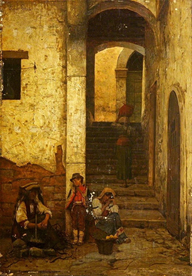 Edmond Lebel (1834-1908) - A Street Scene in San Germano - 20965 - National Trust