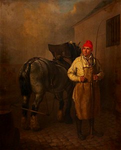 Edmund Bristow (1787-1876) - A Man in a Red Hat with a Whip and a Horse - 631125 - National Trust