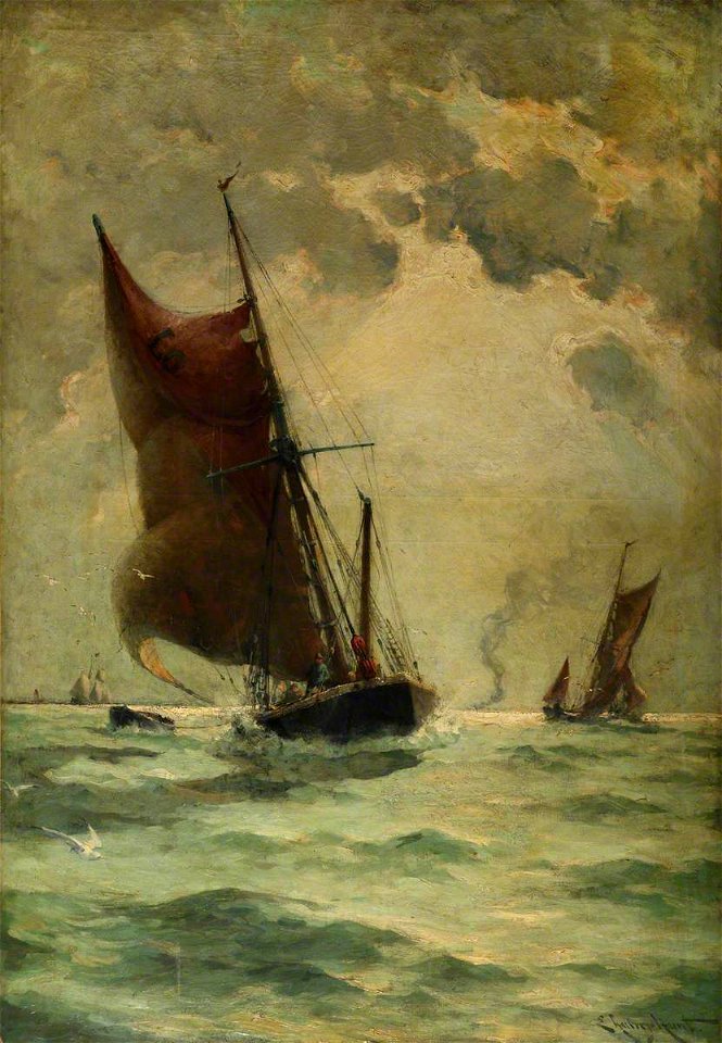 Edmund Aubrey Hunt (1855-1922) - A Swim-Headed Barge in a Breeze - BHC1278 - Royal Museums Greenwich