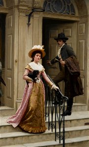 Edmund Blair Leighton - My Next-Door Neighbour. Free illustration for personal and commercial use.