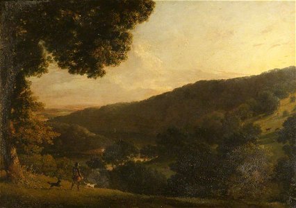 Edmund Ward Gill (1794-1868) - A View on the River Dart, Devon, with a Man with a Gun - 509851 - National Trust