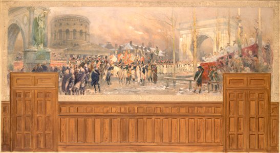 Edouard Detaille - Réception par la municipalité de Paris, à la barrière de la Villette, des troupes revenant de Pologn - PPP3964 - Musée des Beaux-Arts de la ville de Paris