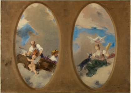 Edouard Michel-Lançon - Esquisse pour la mairie de Suresnes , Allégorie du vin - Chevrière aux colombes (plafonds) - PPP4179 - Musée des Beaux-Arts de la ville de Paris