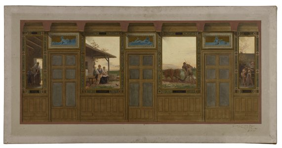 Edouard Michel-Lançon - Esquisse pour la mairie du 20ème arrondissement , Les soins domestiques, l'instruction, le travail, l'éducation - PPP4178 - Musée des Beaux-Arts de la ville de Paris
