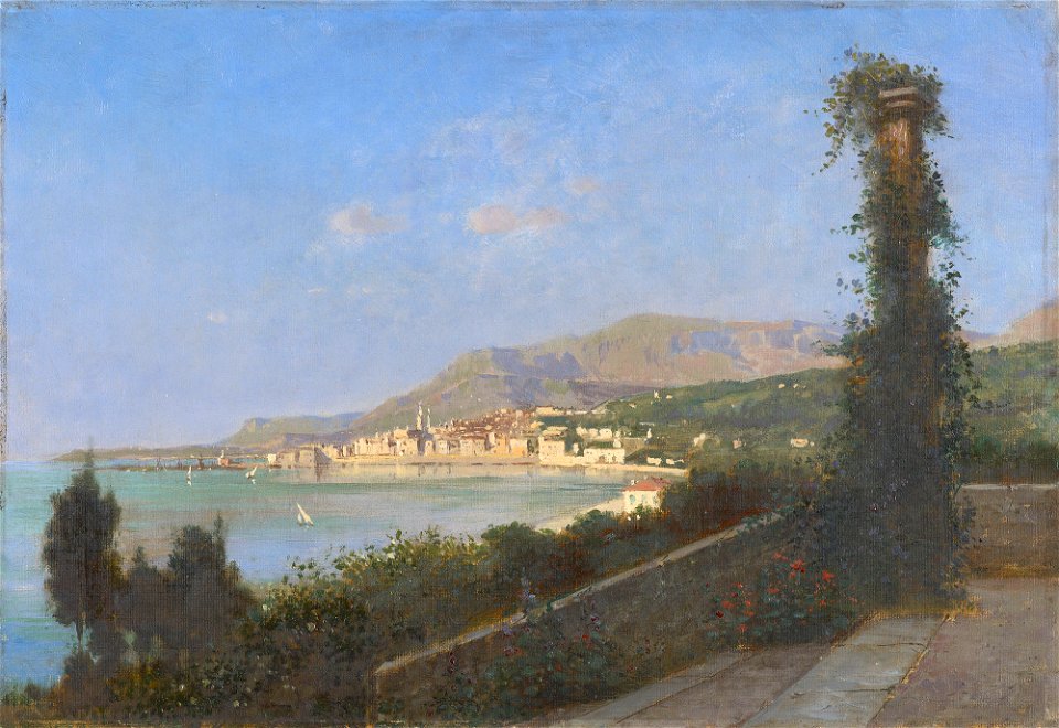 Edouard Rischgitz (1828-1909) - Menton from the Chalet des Rosiers - RCIN 407882 - Royal Collection