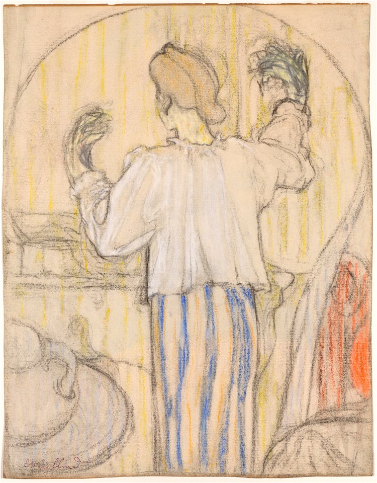 Edouard Vuillard (French, 1868-1940) - Devant le miroir (recto) - 2018.77.a - Cleveland Museum of Art