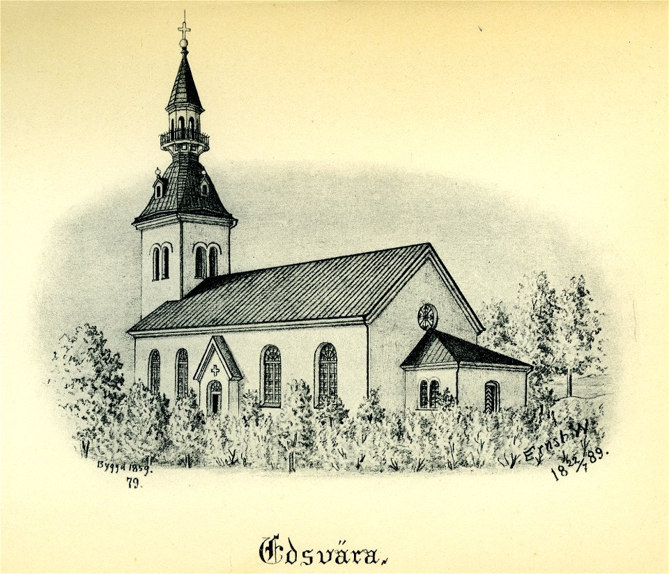 Edsvära kyrka 1889 (Ernst Wennerblad 1902)