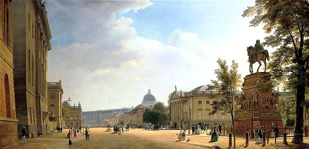 Eduard Gaertner Unter den Linden 1852. Free illustration for personal and commercial use.