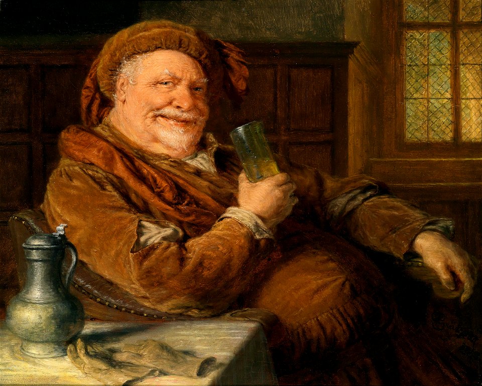 Eduard Grützner Falstaff mit Zinnkanne und Weinglas