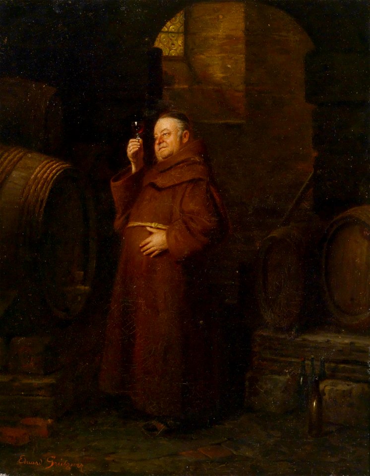 Eduard Grützner Mönch bei der Weinprobe