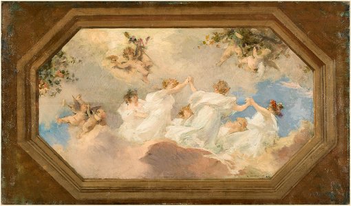Edouard Michel-Lançon - Esquisse pour la mairie de Suresnes , Ronde des bacchantes (plafond central) - PPP4180 - Musée des Beaux-Arts de la ville de Paris