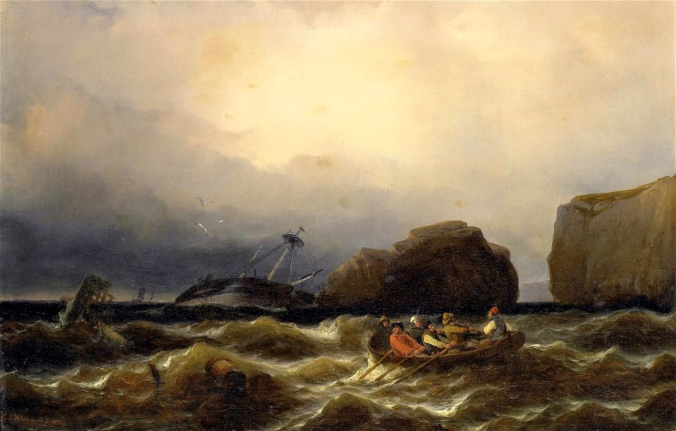 Eduard Hildebrandt Schiff in Seenot