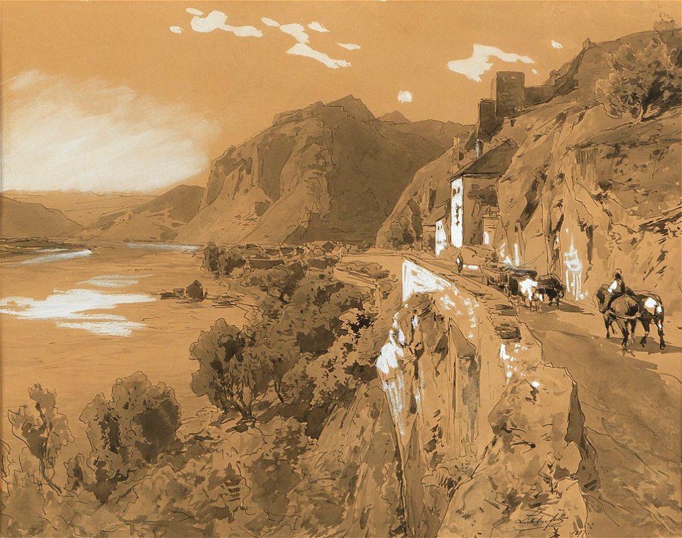 Eduard Peithner von Lichtenfels Weg an der Donau 1897