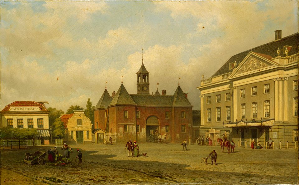 Eduard Alexander Hilverdink - De Leidsepoort en de Stadsschouwburg - SA 36279 - Amsterdam Museum