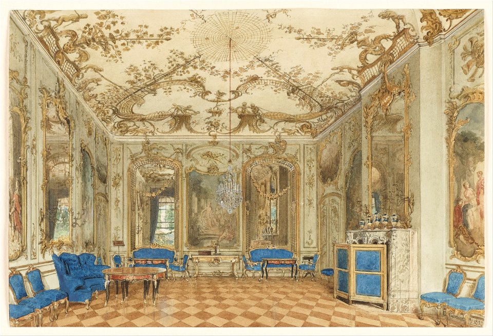 Eduard Gaertner - Concert Room of Sanssouci Palace, Potsdam, Germany - Google Art Project