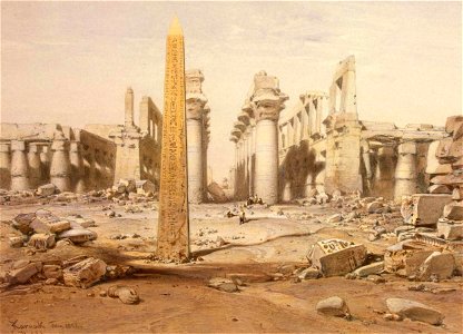 Eduard Hildebrandt - View of the Ruins of the Temple of Karnak - WGA11419. Free illustration for personal and commercial use.