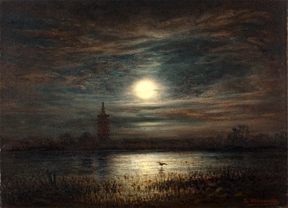 Eduard Hildebrandt Longhua-Pagode im Mondschein