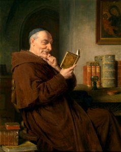 Eduard Grützner Lesender Mönch mit Weinglas