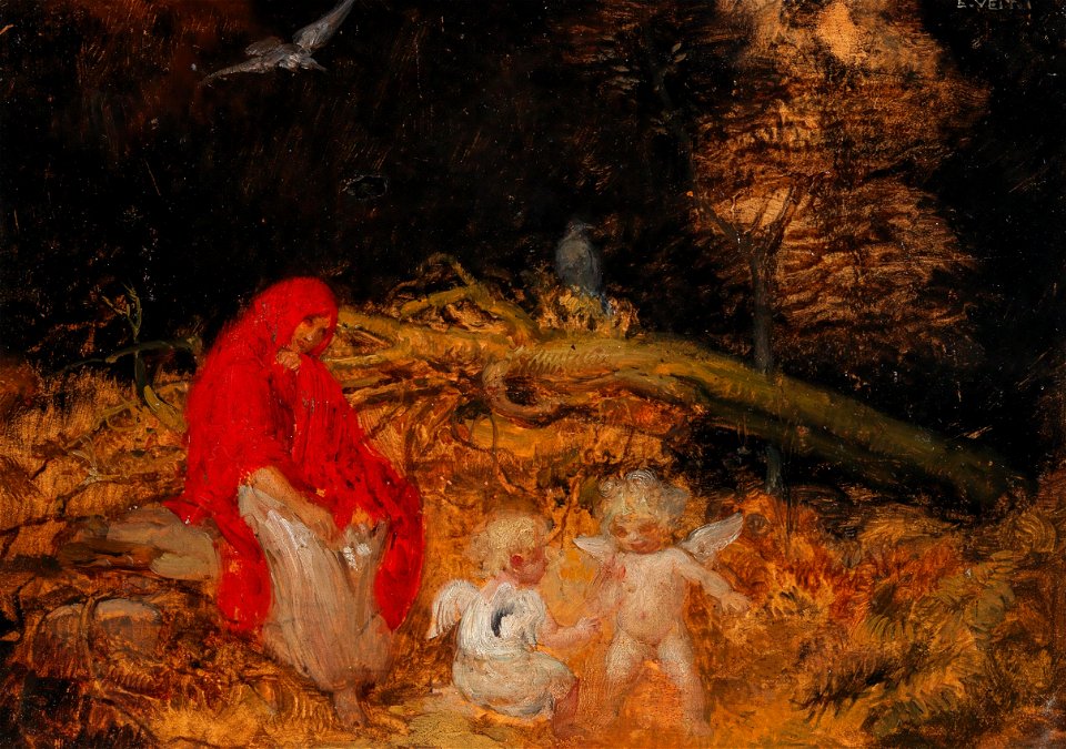 Eduard Veith Waldfrau und Amoretten