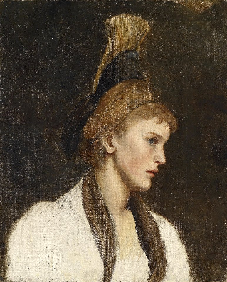 Eduard Veith Frau im Profil mit Goldhaube