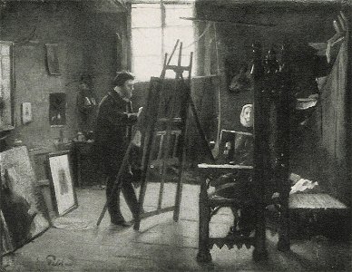 Eduard von Gebhardt - Der Maler Wilhelm Sohn in seinem Atelier (Studie, 1860)