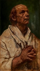 Eduard von Gebhardt Halbfigur eines Mannes mit gefalteten Händen