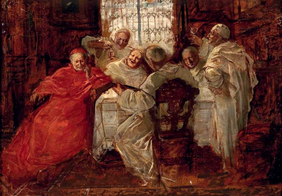 Eduard von Grützner (Schule) Kardinal mit singenden und trinkenden Weissen Vätern