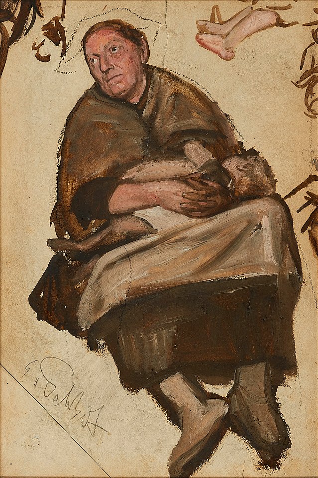 Eduard von Gebhardt Studie einer Amme mit Kind