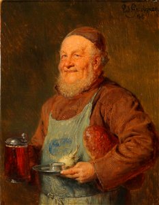 Eduard von Grützner Lächelnder Mönch mit Brotzeit 1888